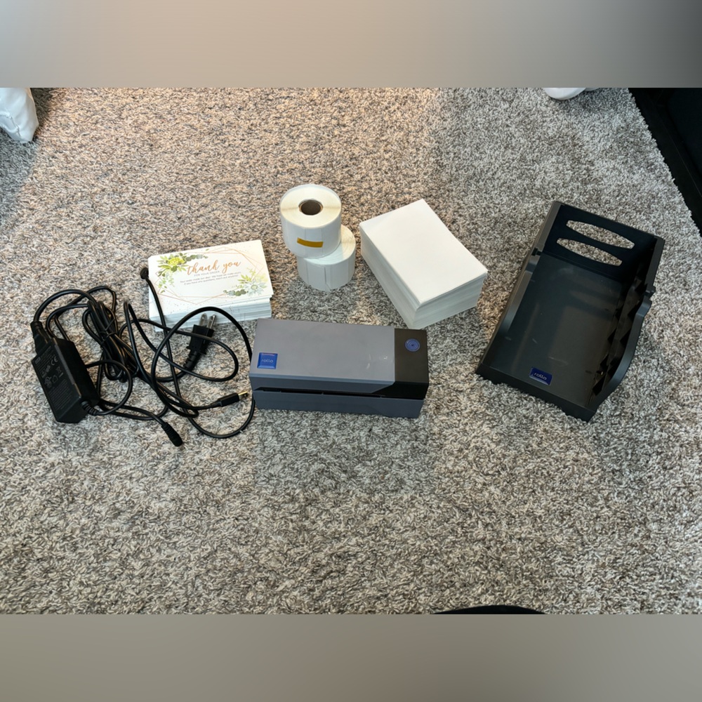 USB Rollo Printer WITH ALL CORDS, STAND AND LABELS